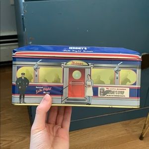 Vintage 90s Hershey Tin, Late Night Diner Cookie Tin, Metal Decorative Canister